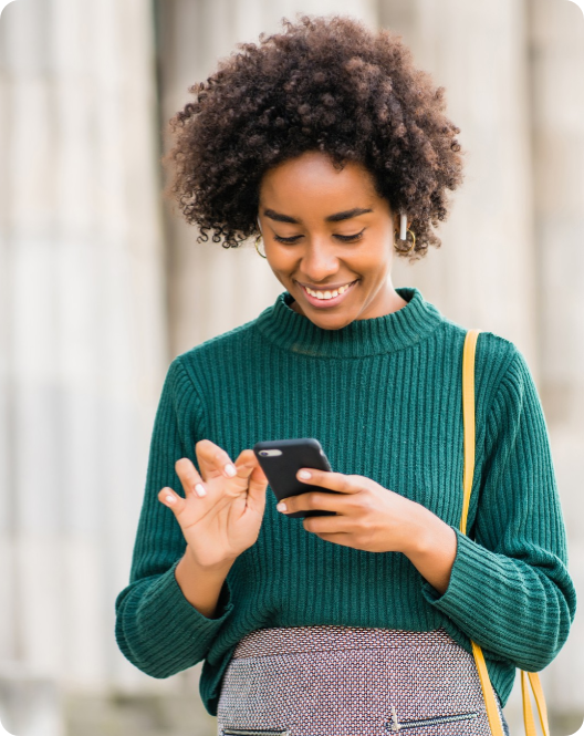a woman happily translating on the babble app