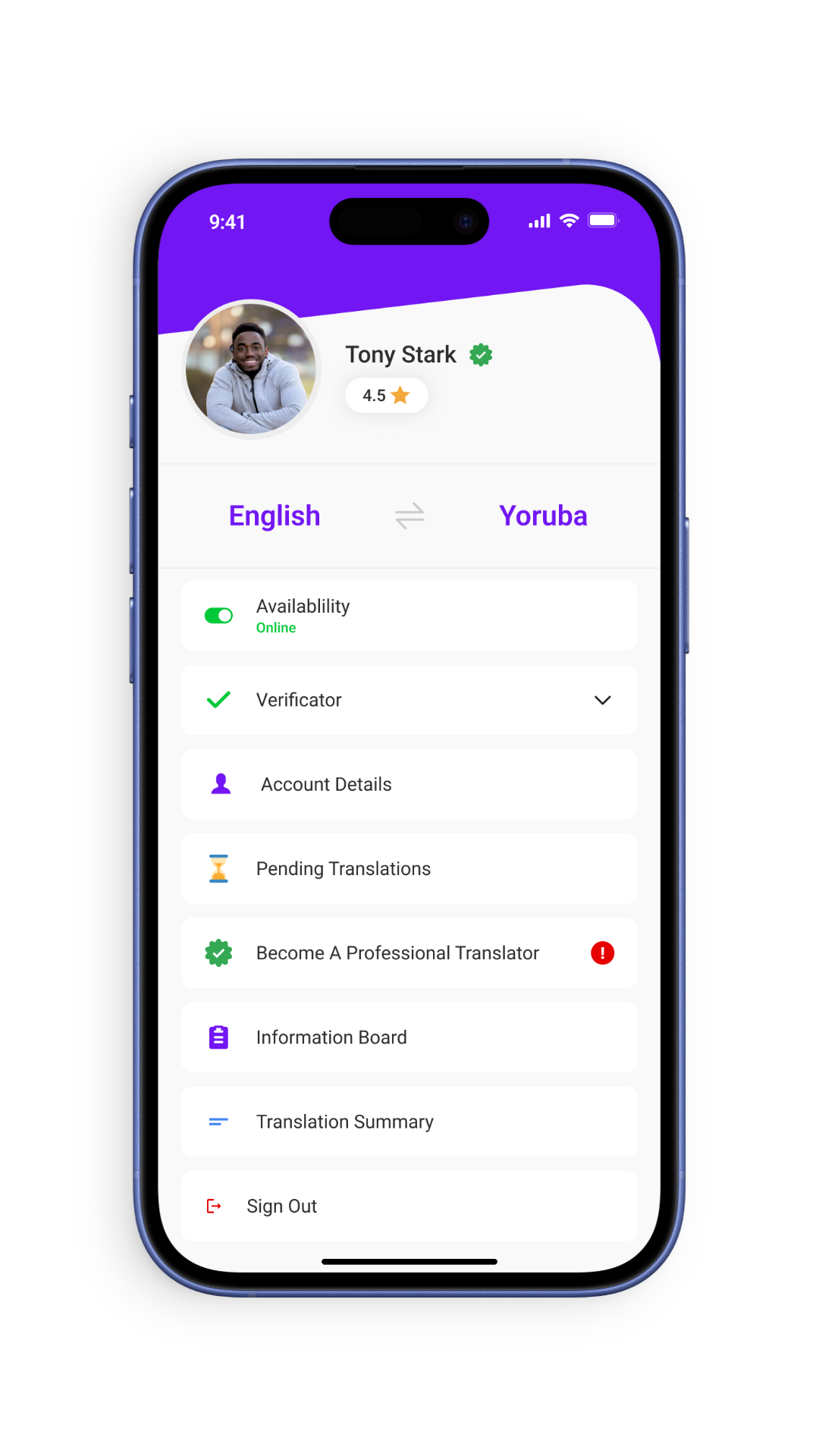 Translator dashboard